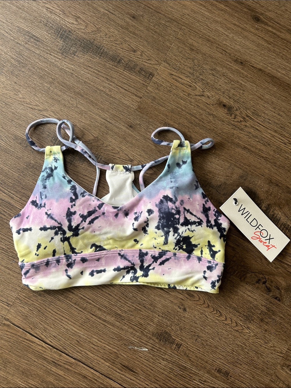 Wildfox Sweat|Tie-Dye Strappy Sports Bra - Pastel Multi sz Small